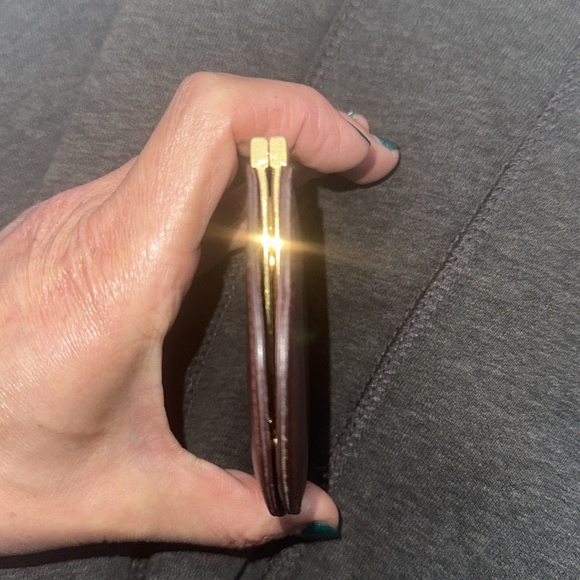 Cartier Burgundy Bordeaux Leather kiss lock Coin Purse dual pockets - Picture 4 of 12